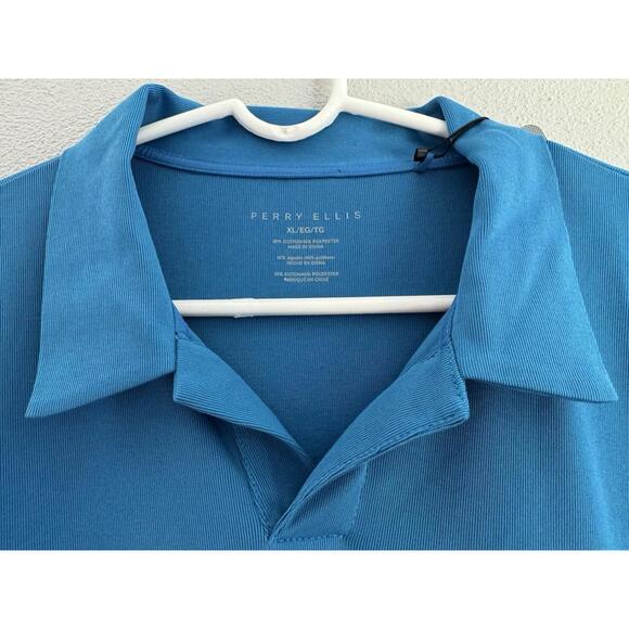 Perry Ellis Travel Luxe Polo Mens Size XL Blue Cotton Polyester NEW with tags - Picture 4 of 7